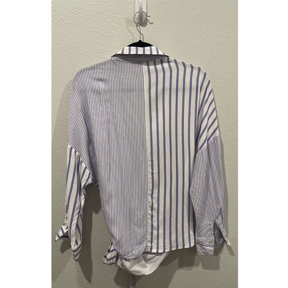 BUFFALO DAVID BITTON Wrap Purple Striped Blouse - Picture 3 of 4
